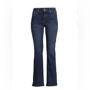 NWT Women's Bootcut High Rise Jeans w/Side Hem Slit Dark Blue Wash, Size 14